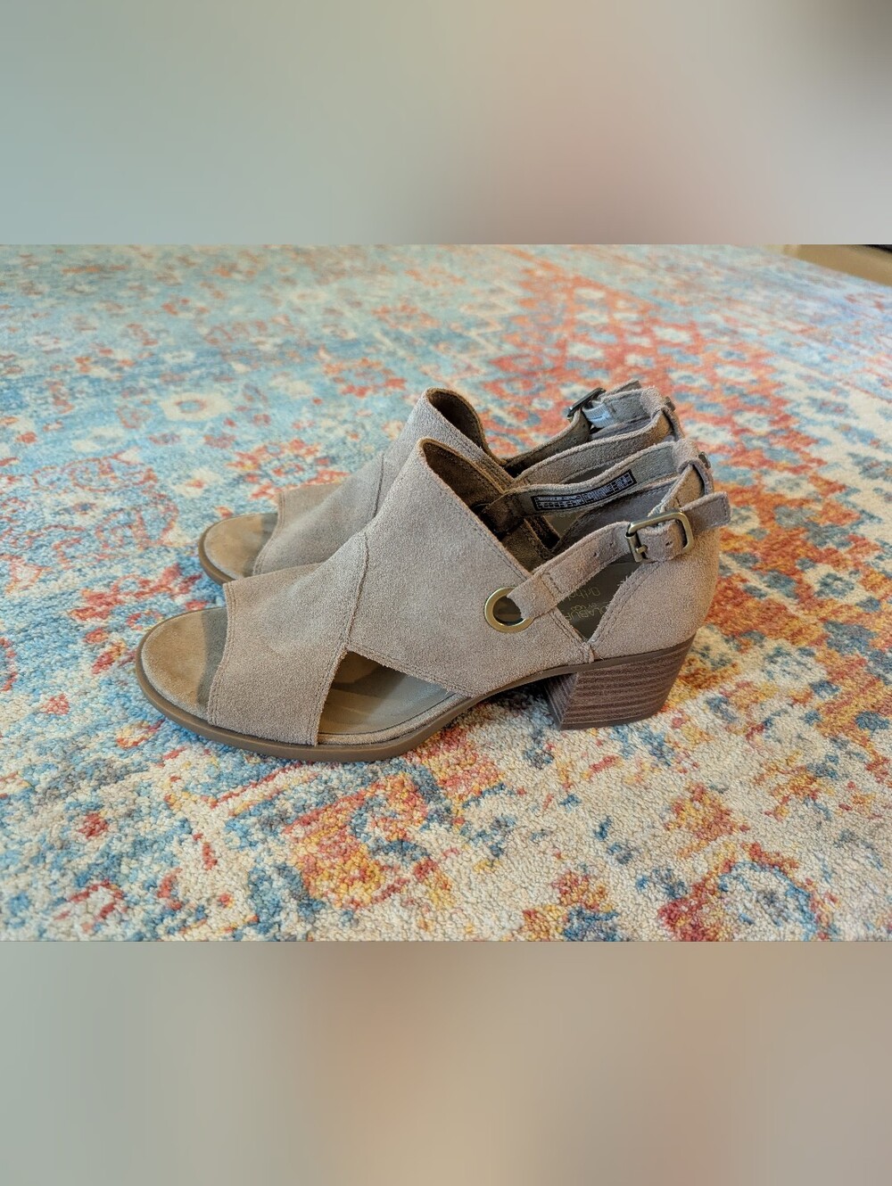 Koolaburra by UGG Kaiah Suede Block Heel Shootie Boot Sandal Cinder Wmns 8